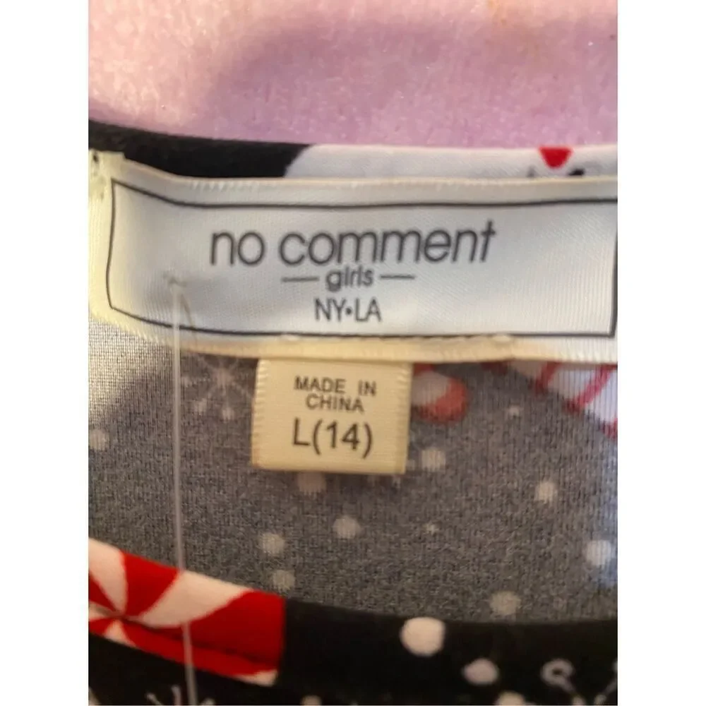 NWT no comment girls black snowman star candy dress with scrunchie S/L